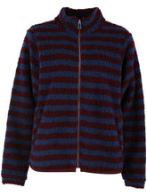 Afbeelding in Gallery-weergave laden, DANEFAE Danedada Fuzzy Wool Stripe Fleece Zip-Up Donker Wijnrood/Porcelaine