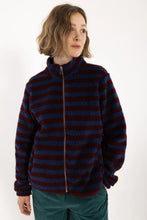 Afbeelding in Gallery-weergave laden, DANEFAE Danedada Fuzzy Wool Stripe Fleece Zip-Up Donker Wijnrood/Porcelaine