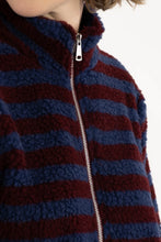 Afbeelding in Gallery-weergave laden, DANEFAE Danedada Fuzzy Wool Stripe Fleece Zip-Up Donker Wijnrood/Porcelaine