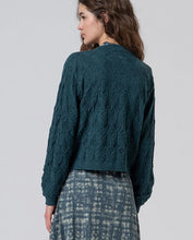 Afbeelding in Gallery-weergave laden, Surkana V-neck cardigan with fantasy knit blue