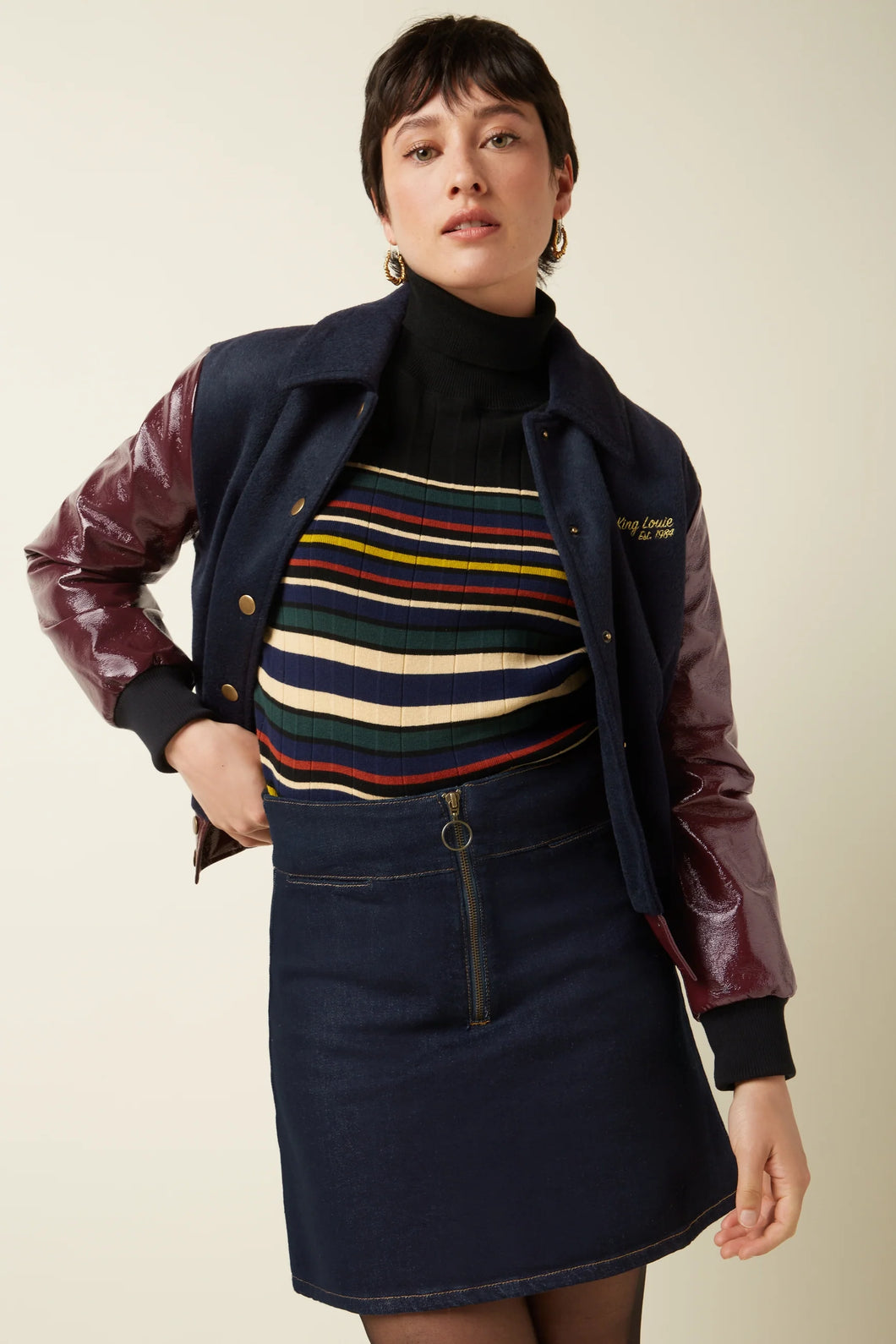 KING LOUIE Olivia Zip Skirt Walker Denim