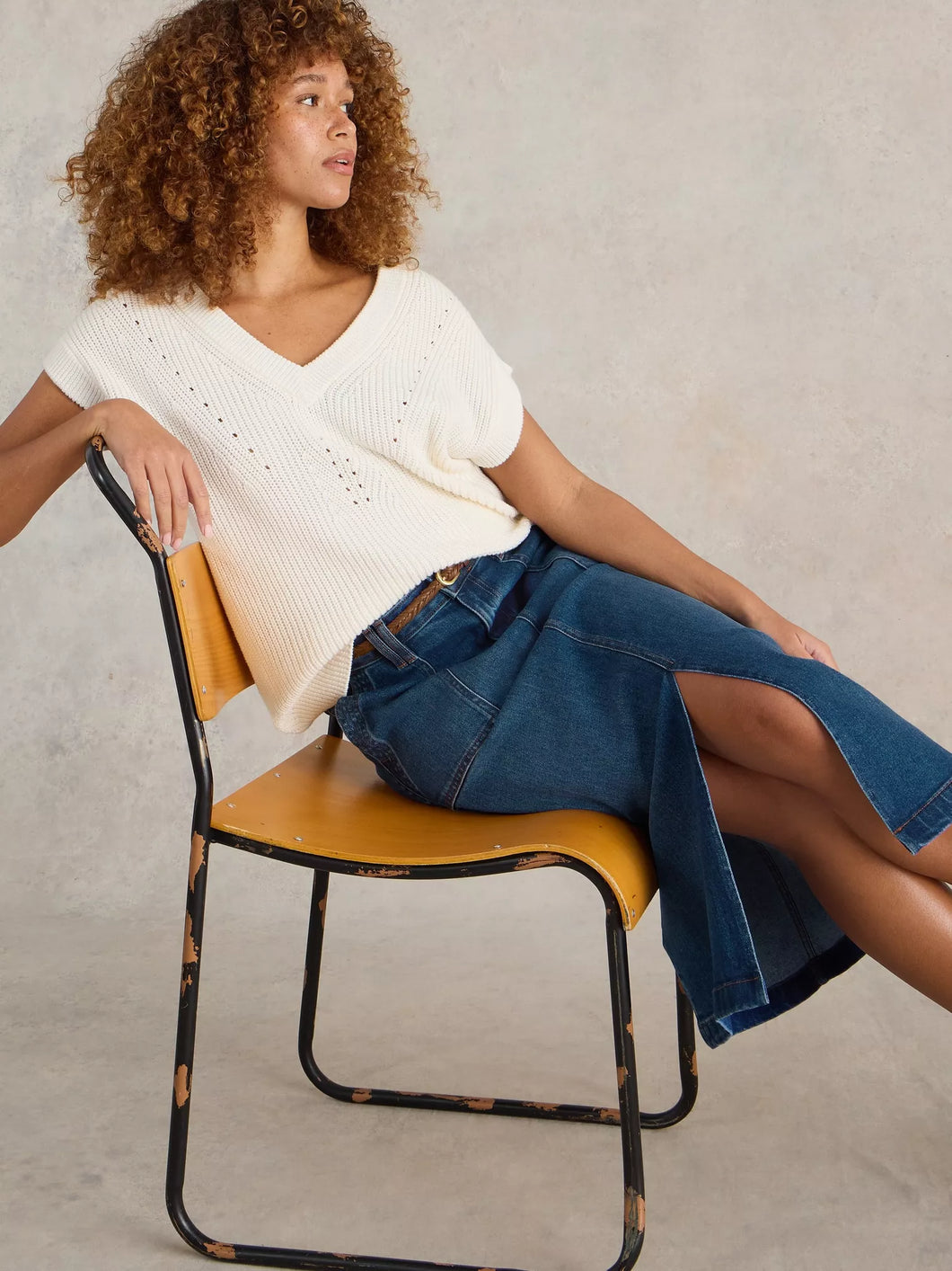 white stuff Maren Denim Midi Skirt