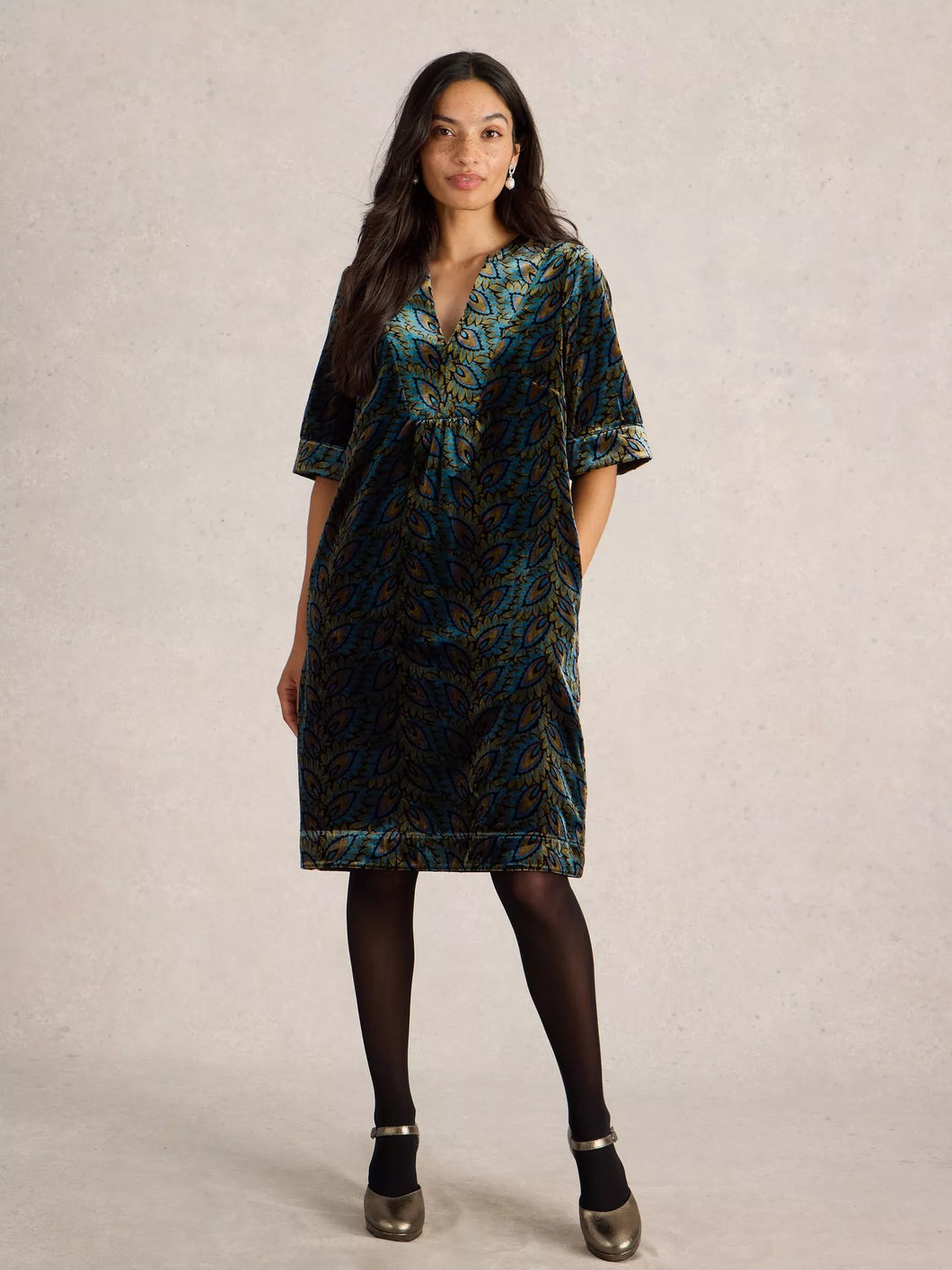 white stuff Ash Velvet Mix Dress