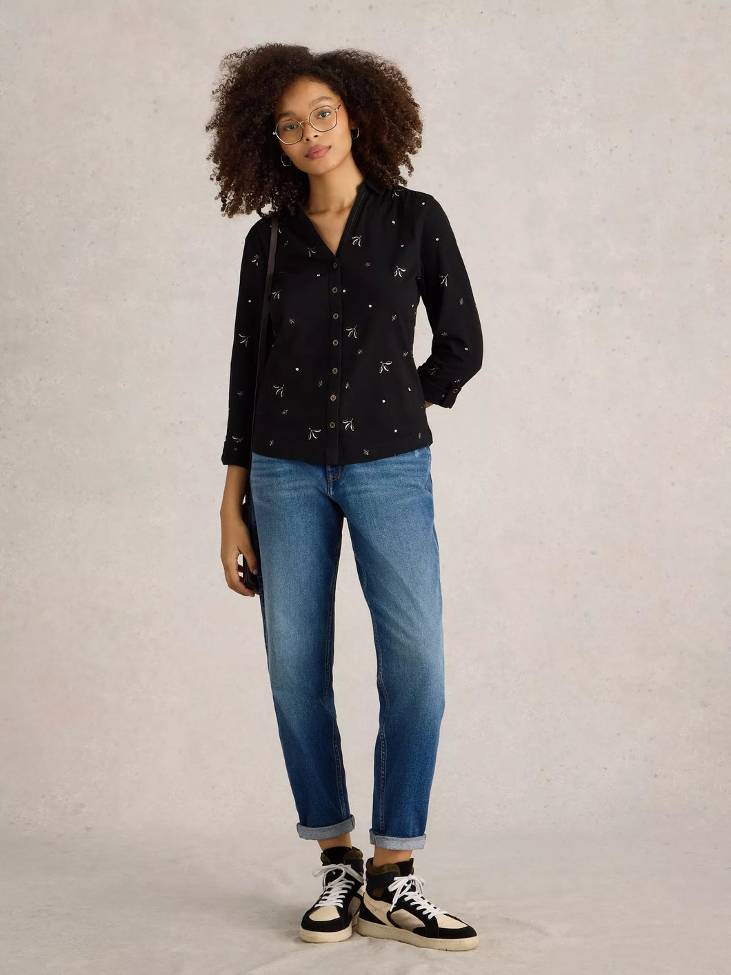 WHITE STUFF ANNIE EMBROIDERED COLLARED SHIRT