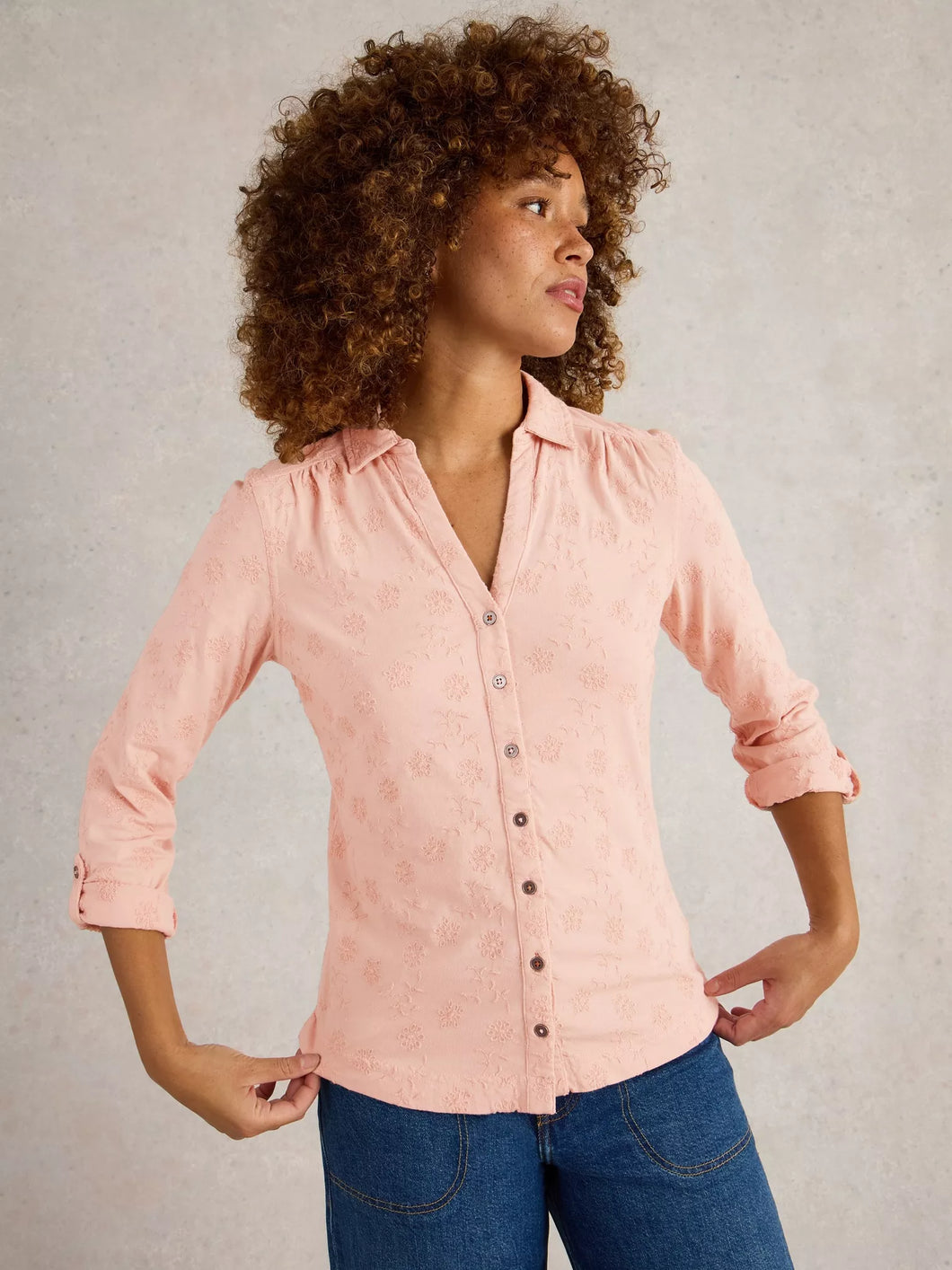WHITE STUFF ANNIE BRODERIE JERSEY SHIRT