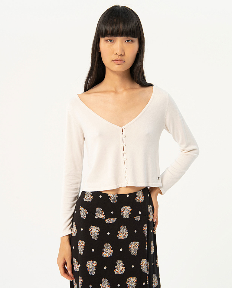 SURKANA Knit crop cardigan White