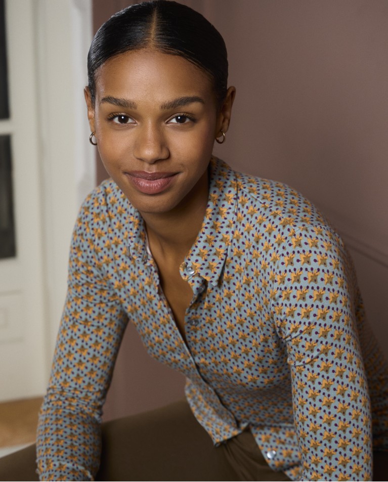 SURKANA Stretch shirt met vintage microprint Blauw