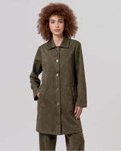 Afbeelding in Gallery-weergave laden, SURKANA Knee-length suede-effect coat Khaki dark
