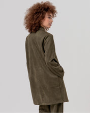 Afbeelding in Gallery-weergave laden, SURKANA Knee-length suede-effect coat Khaki dark
