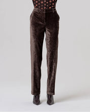 Afbeelding in Gallery-weergave laden, SURKANA Straight velvet trousers high waist Chocolate
