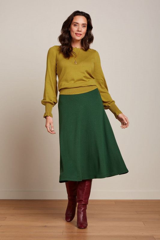 KING LOUIE Juno Midi Skirt Milano Crepe GREEN