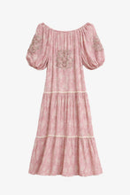Afbeelding in Gallery-weergave laden, NUD FLORAL DRESS WITH BARDOT NECKLINE - PINK
