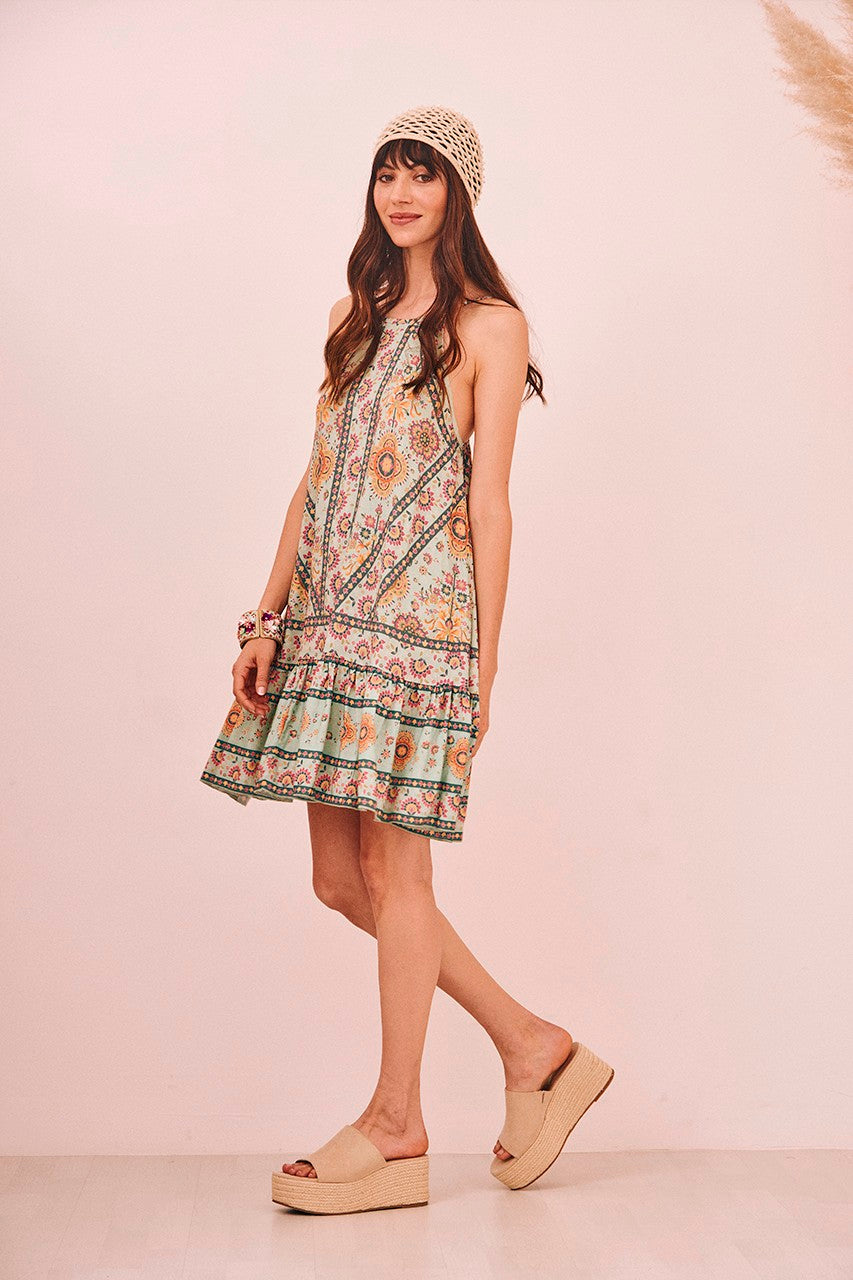 NUD HALTER DRESS PRINT