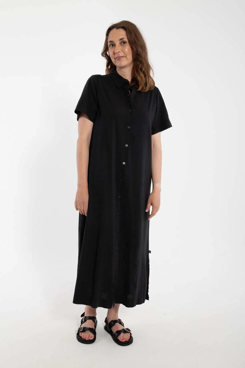 DANEFAE Danepippi SS Seersucker Dress Black