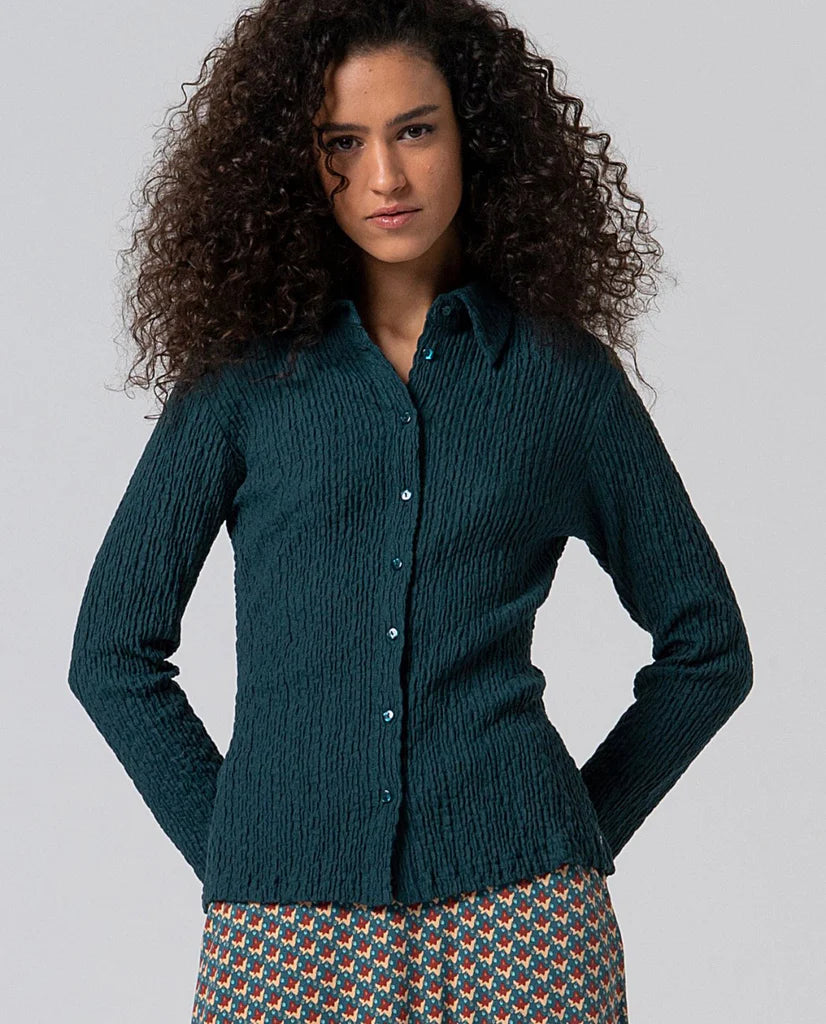 Surkana textured shirt bottle green