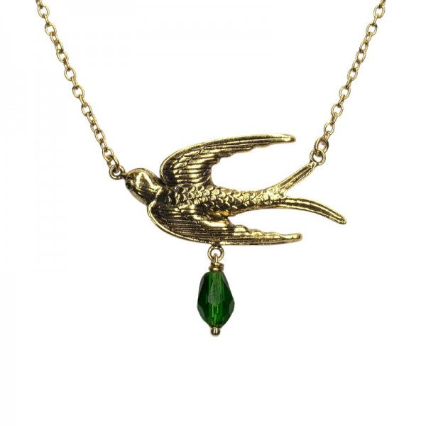 URBAN HIPPIES Bird Necklace Green GP