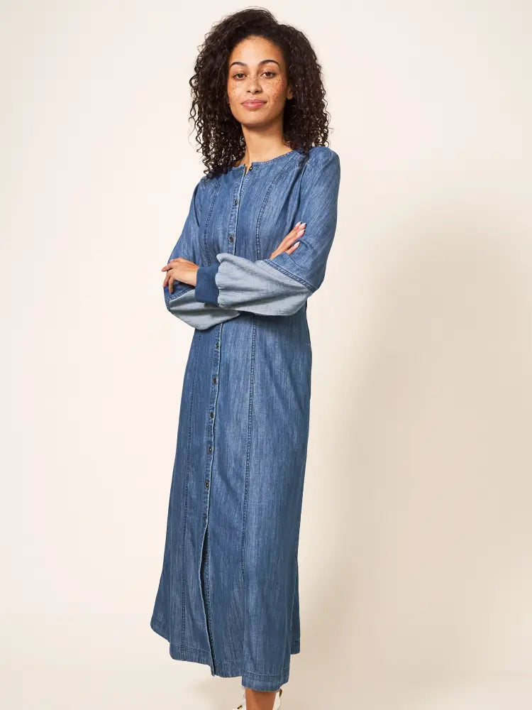 WHITE STUFF JASMINE DENIM MIDI DRESS