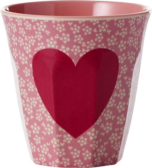 Rice Beker Melamine Heart Print