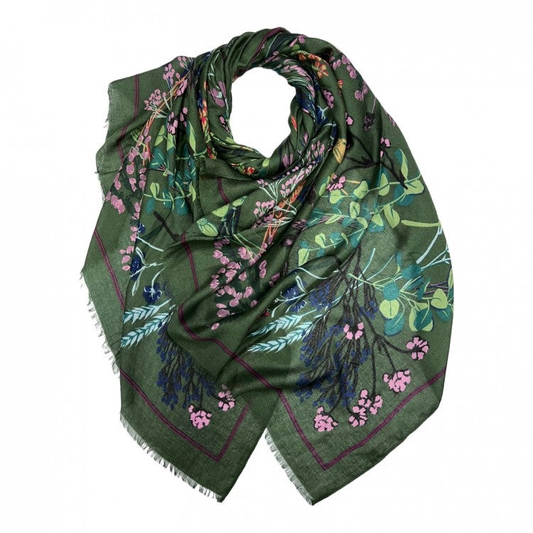 M&K Collection Sjaal Flower Bouquet groen